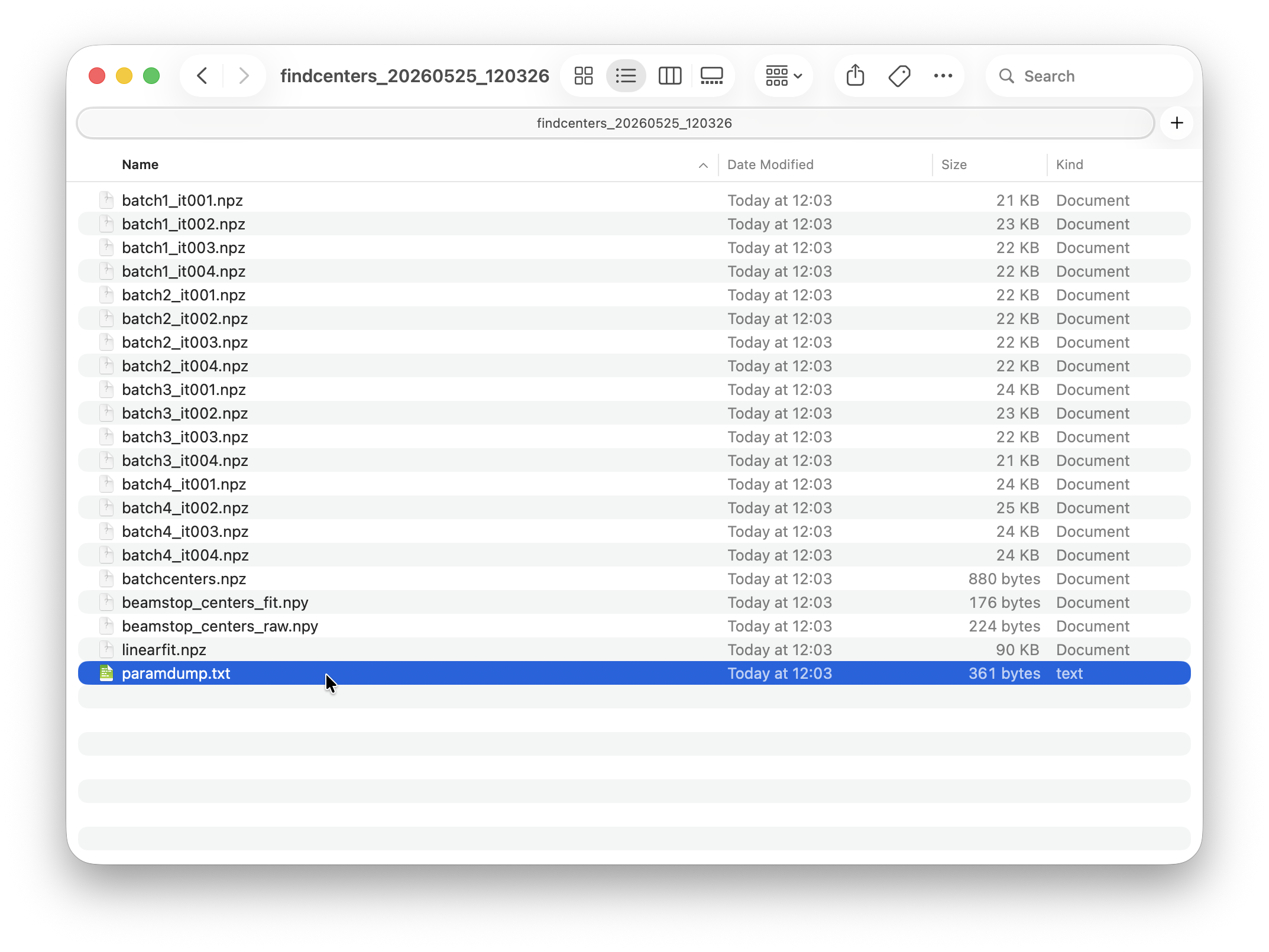 Run folder contents