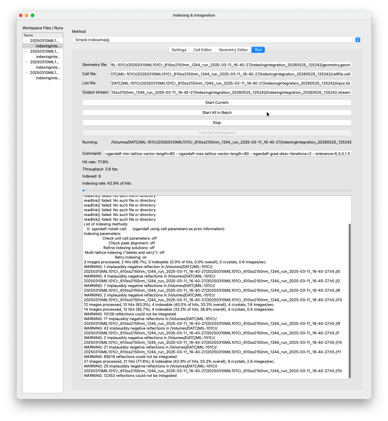 Indexing running