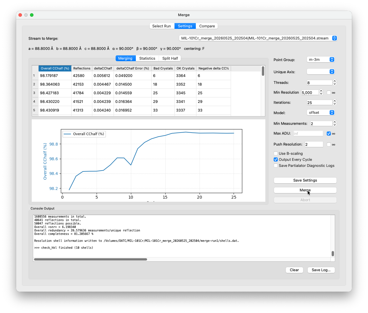 Merging progress