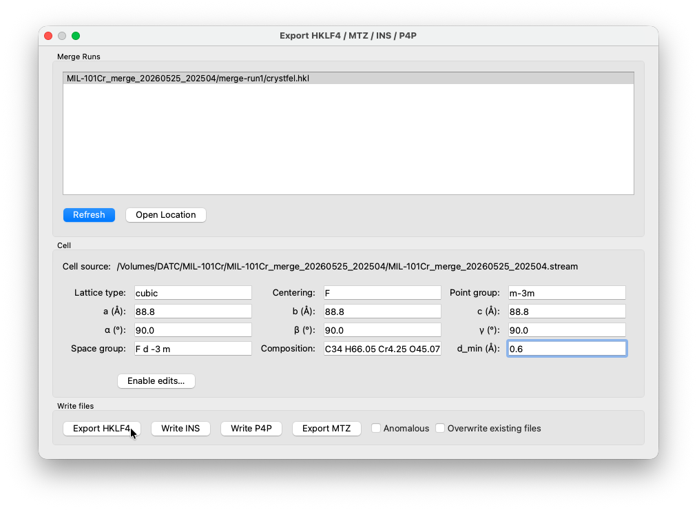 Export window