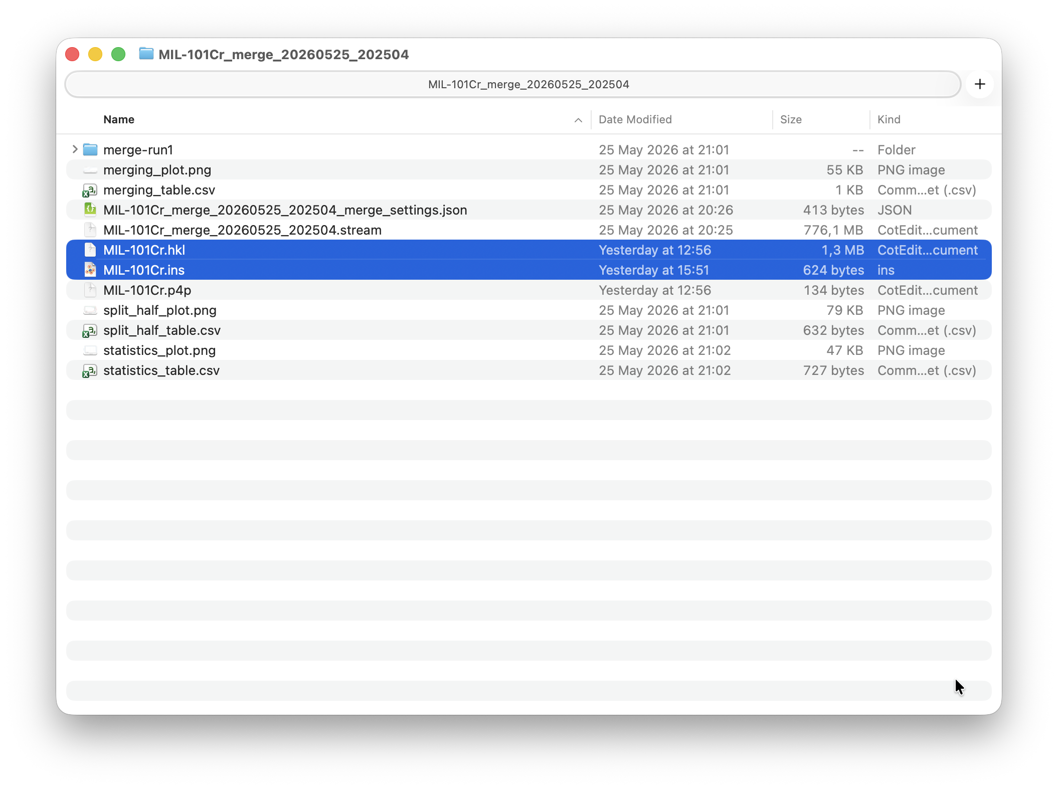 Exported files
