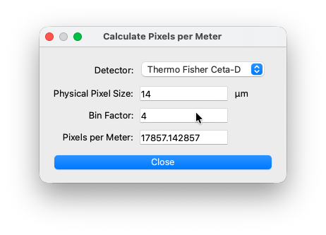 Pixels per meter calculator